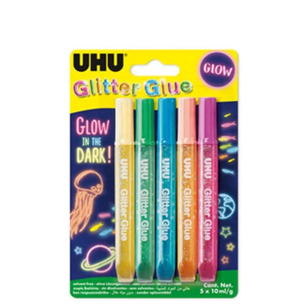 UHU Glitter Glue – Lot de 6 Colles Pailletées 10 ml Glow in the Dark Bureau prix tunisie