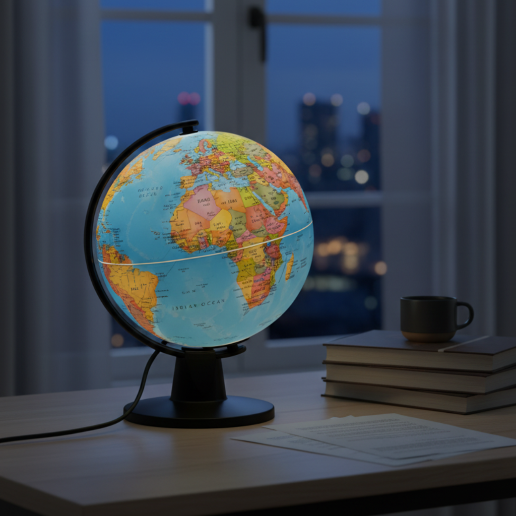 Globe terrestre lumineux en français - 20cm plume Bureau prix tunisie