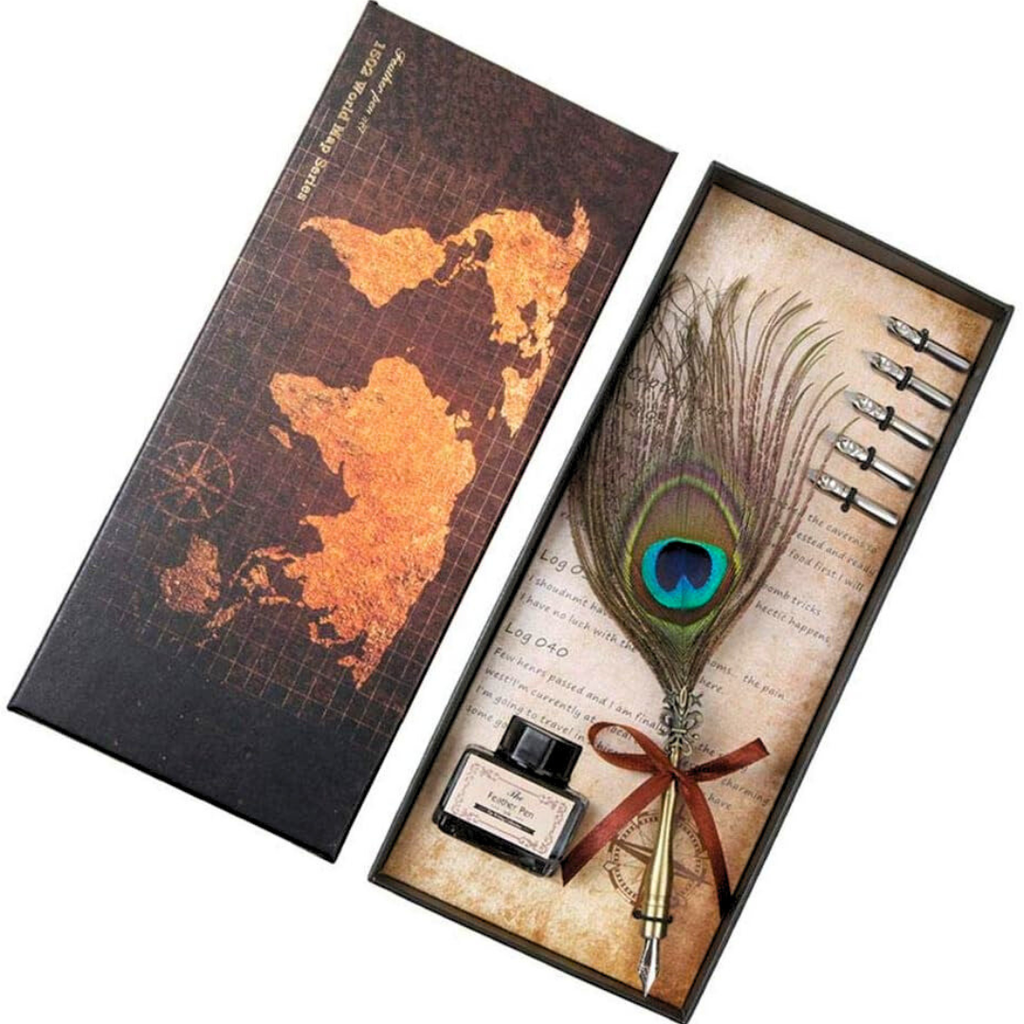 Set Stylo à Plume de Paon – Coffret Calligraphie Élégant & Raffiné plume Bureau prix tunisie