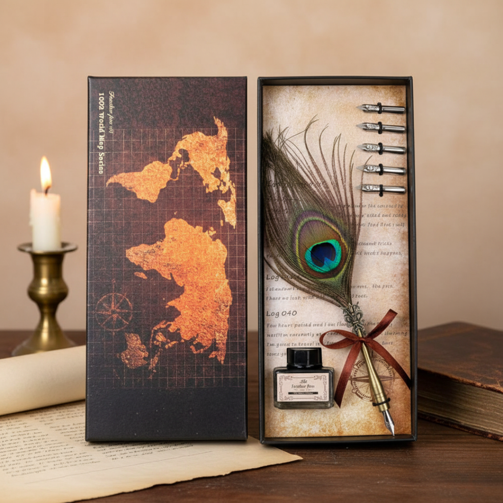 Set Stylo à Plume de Paon – Coffret Calligraphie Élégant & Raffiné plume Bureau prix tunisie