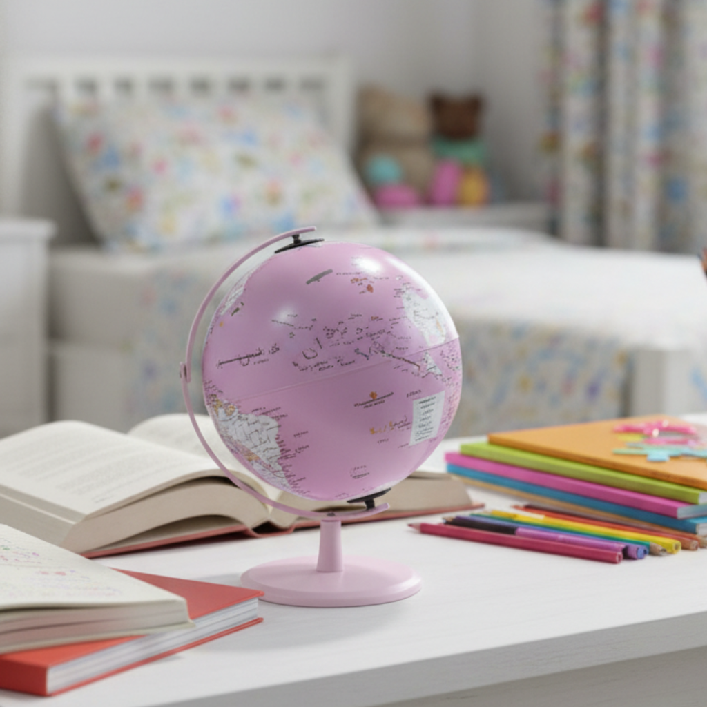 Globe terrestre en arabe 360° Rose plume Bureau prix tunisie