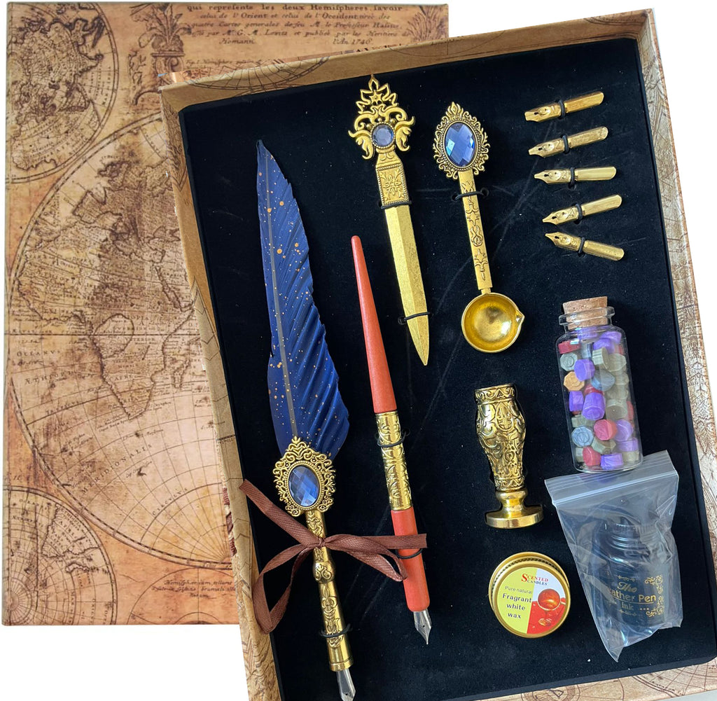 Stylo plume à plume pour calligraphie, fait à la main, stylo plume stylo à encre antique Marine plume Bureau prix tunisie