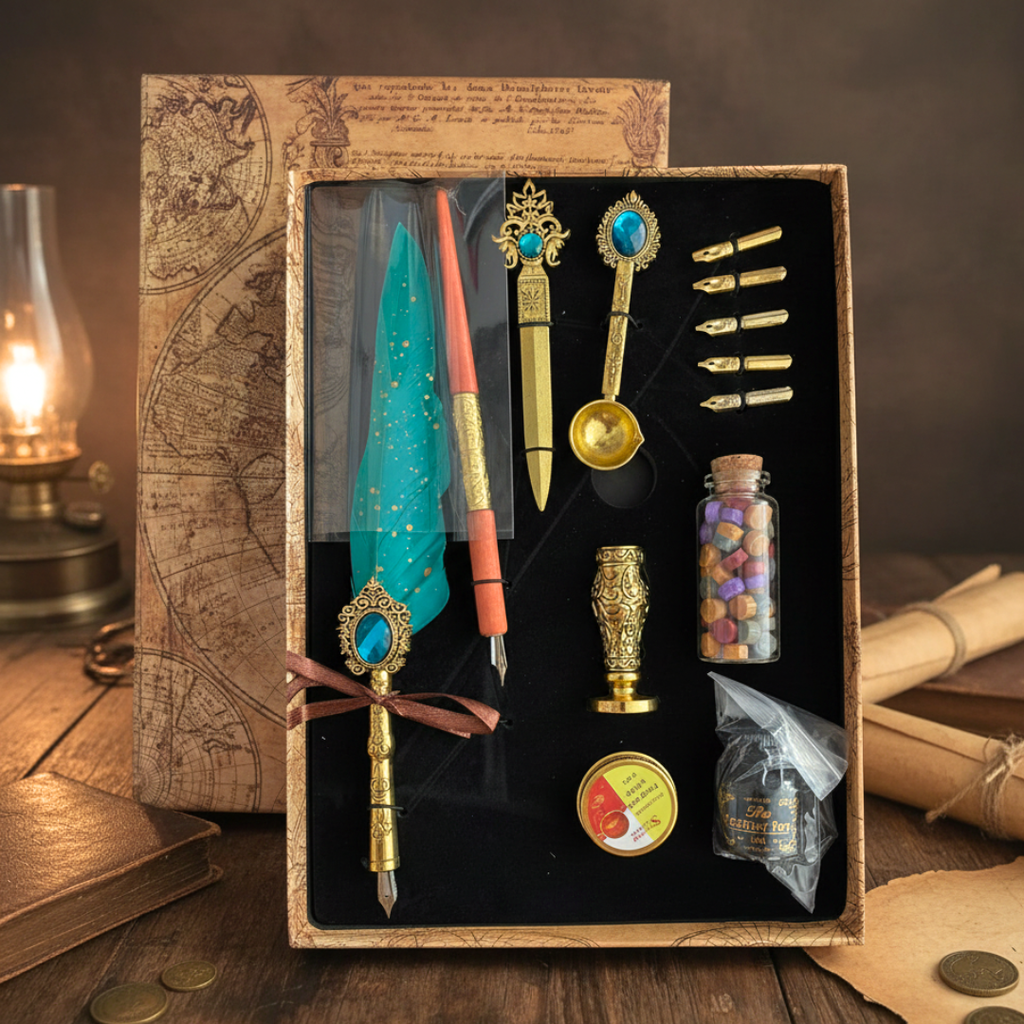 Stylo plume à plume pour calligraphie, fait à la main, stylo plume stylo à encre antique Bleu ciel plume Bureau prix tunisie