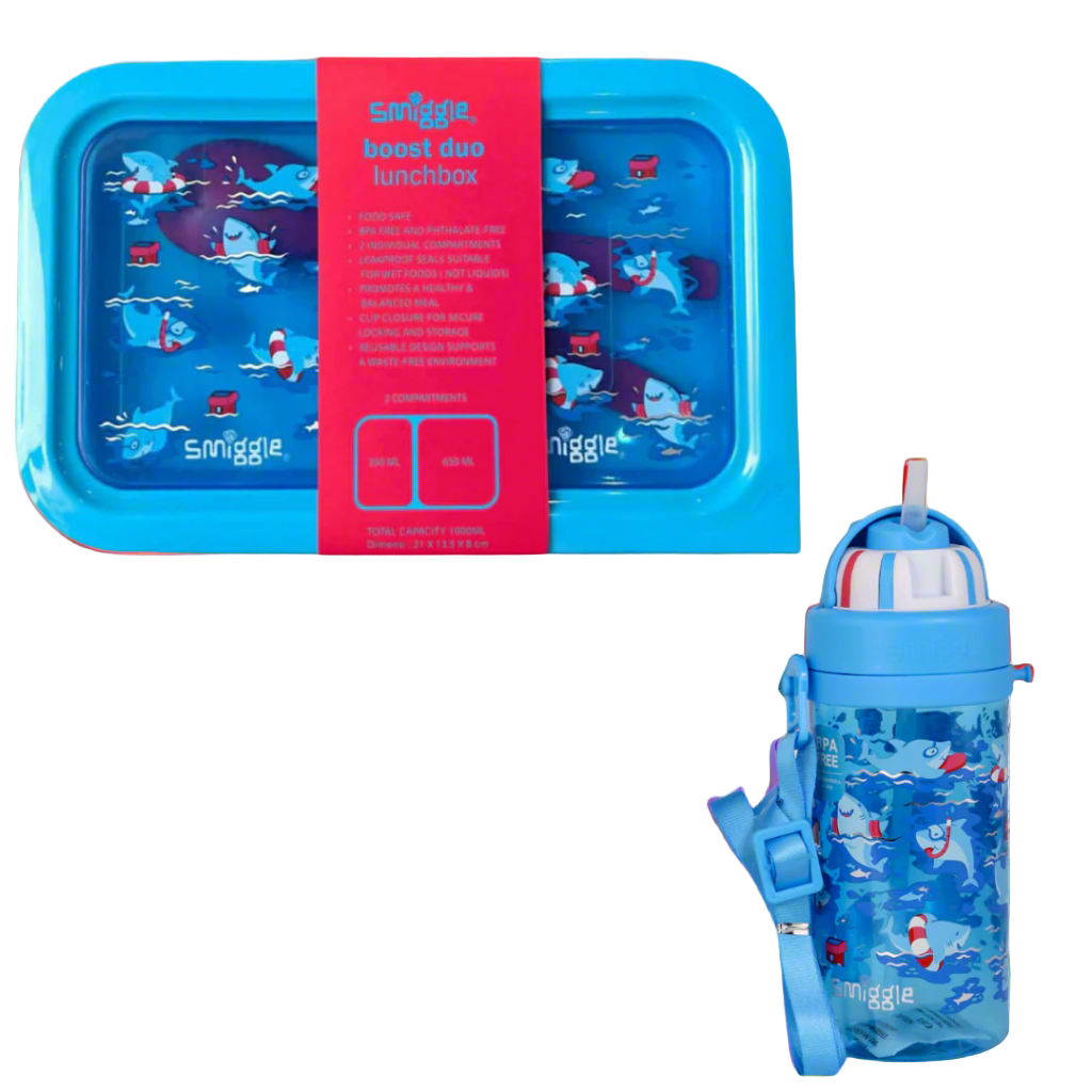 Pack Boite à Repas +gourde Smiggle Shark porte gouter Bureau prix tunisie