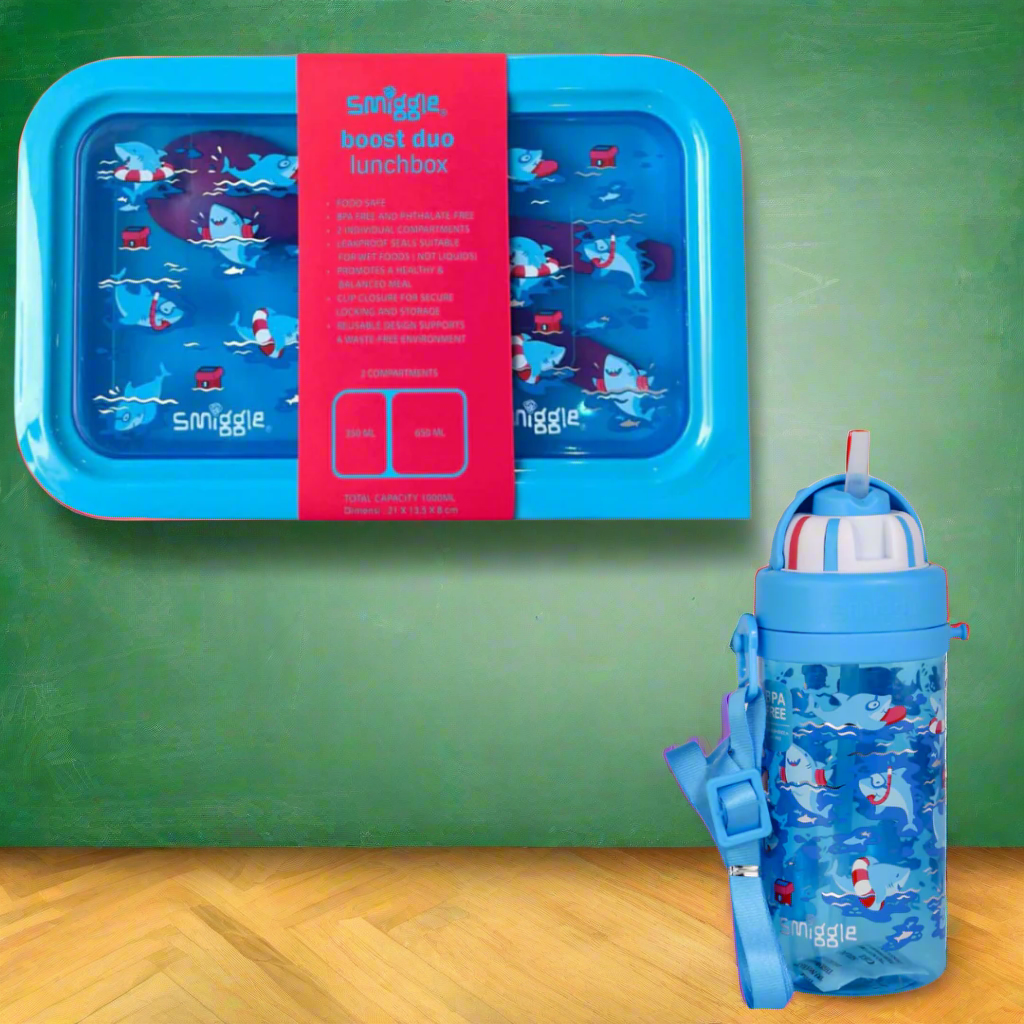 Pack Boite à Repas +gourde Smiggle Shark porte gouter Bureau prix tunisie