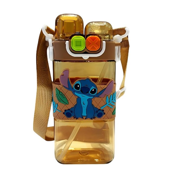 Bouteille D'Eau Stitch avec Paille Intégrée 400ml - Bleu Jaune porte gouter Bureau prix tunisie