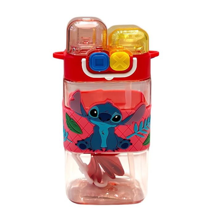Bouteille D'Eau Stitch avec Paille Intégrée 400ml - Bleu Rose porte gouter Bureau prix tunisie