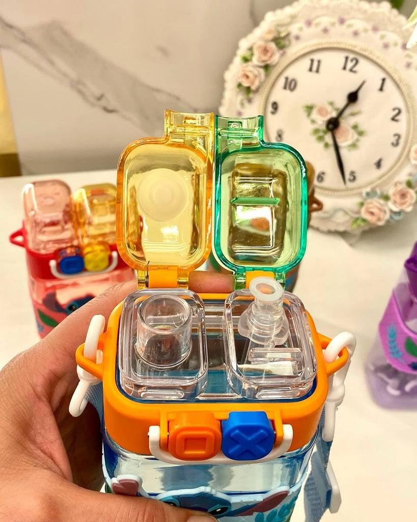 Bouteille D'Eau Stitch avec Paille Intégrée 400ml - Bleu porte gouter Bureau prix tunisie