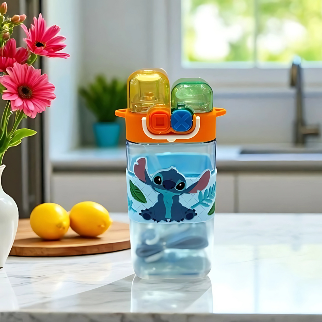 Bouteille D'Eau Stitch avec Paille Intégrée 400ml - Bleu porte gouter Bureau prix tunisie
