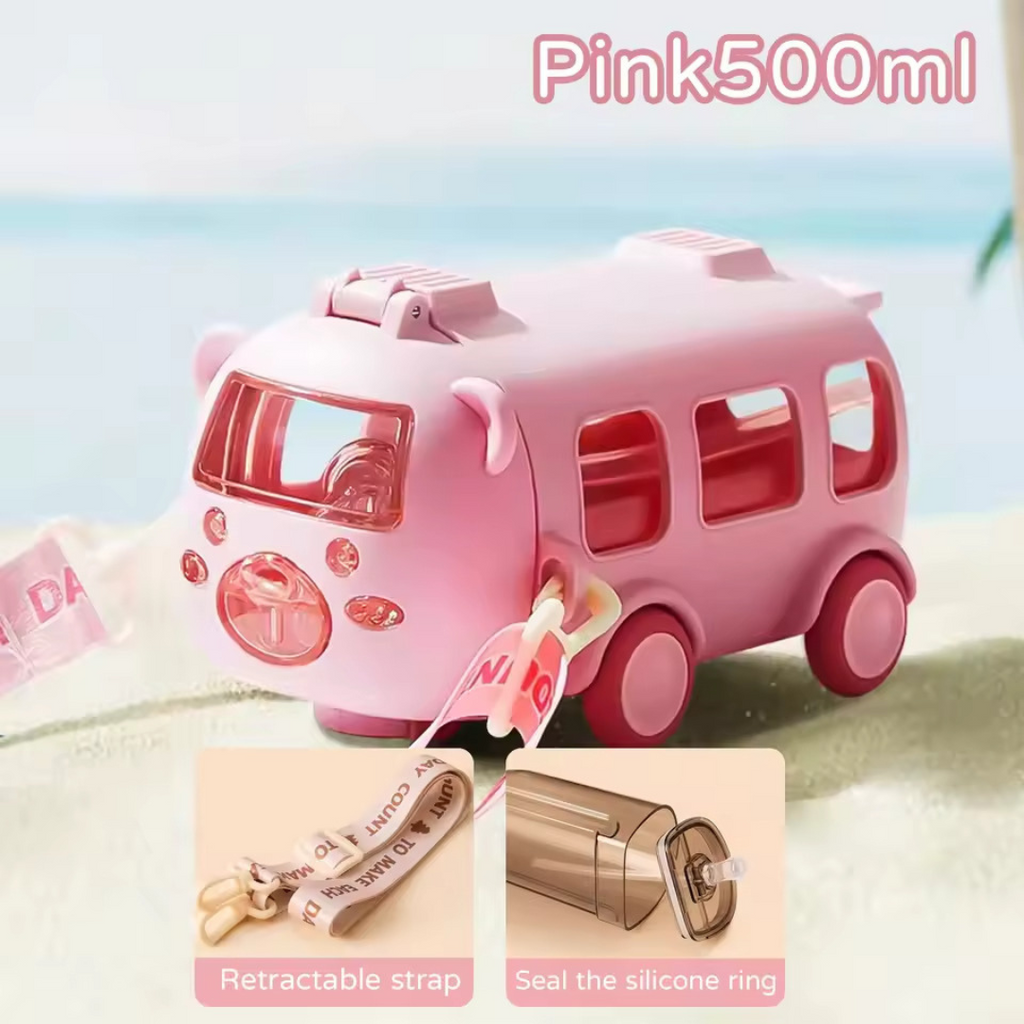 🚌💜 Gourde Voiture 2 en 1 avec Sangle – 500ml 💦✨ Rose porte gouter Bureau prix tunisie