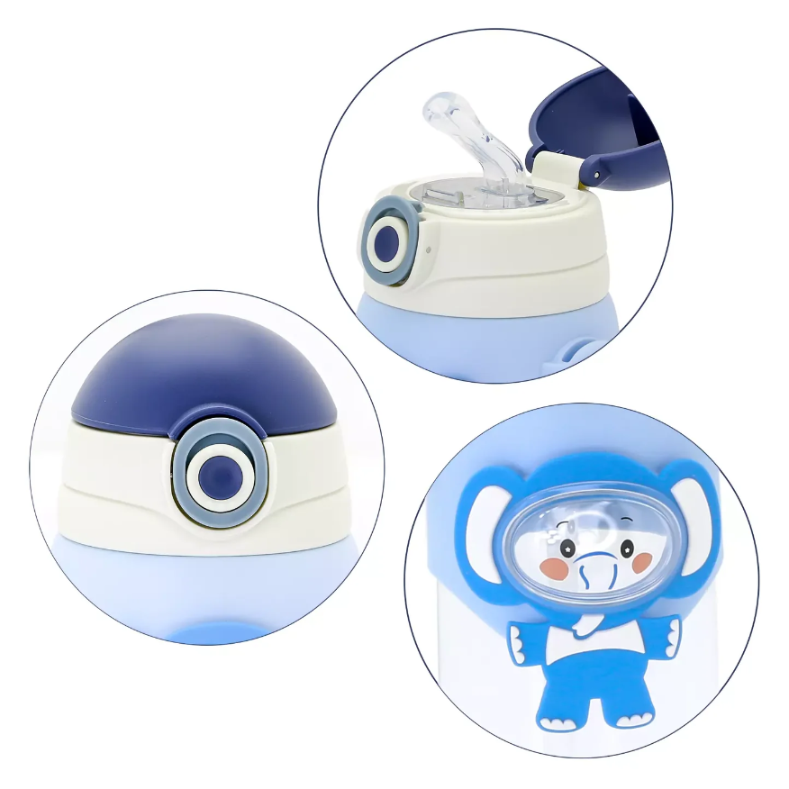 Gourde Enfant 3D Pop-Top avec Sangle — Tigre / Lapin / Éléphant porte gouter Bureau prix tunisie