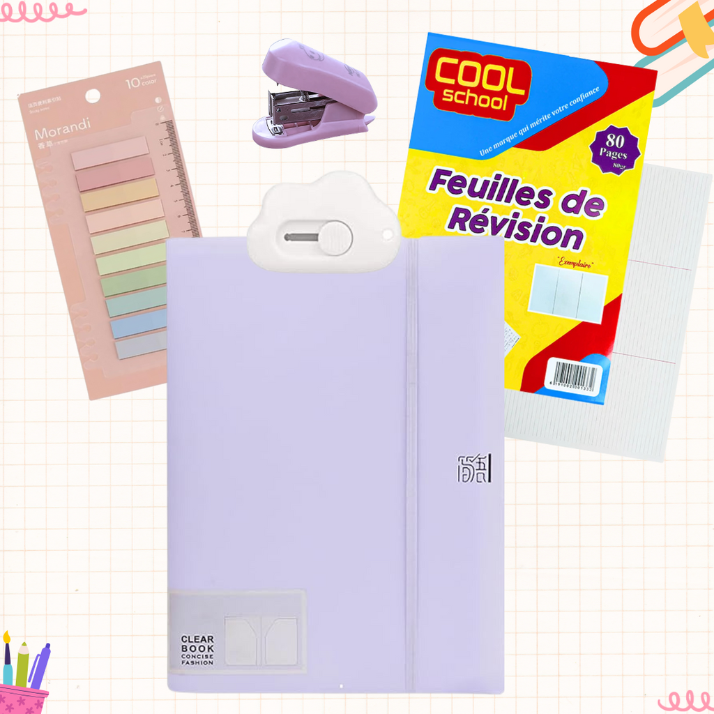 Kit Révision kawaii 📚 Violet Bureau prix tunisie