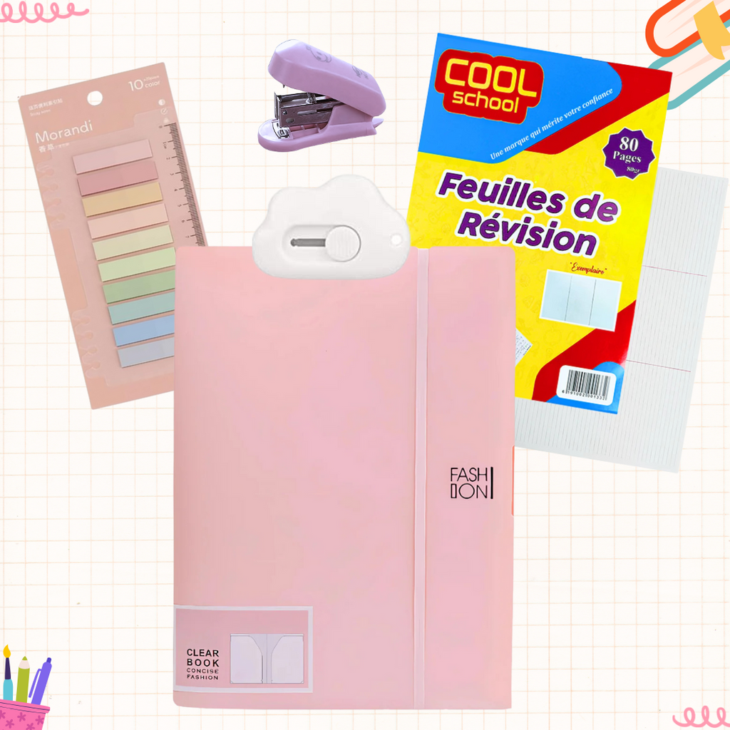 Kit Révision kawaii 📚 Rose Bureau prix tunisie