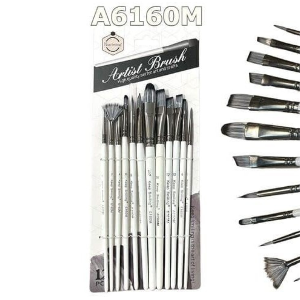 Set de 12 Pinceaux Keep Smiling – Peinture à l’Huile, Acrylique & Gouache beaux-arts prix tunisie