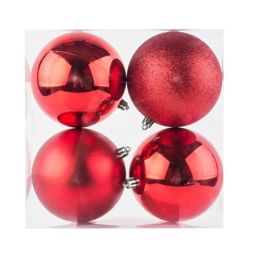 4 boules de Noël assorties Rouge Décoration Noel prix tunisie
