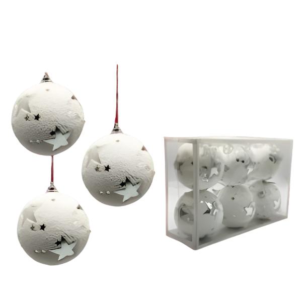 Boule de Noel Blanche avec Etoile x 6 pièces Décoration Noel prix tunisie