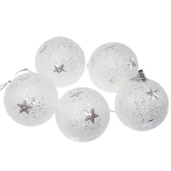 Boule de Noel Blanche avec Etoile x 6 pièces Décoration Noel prix tunisie