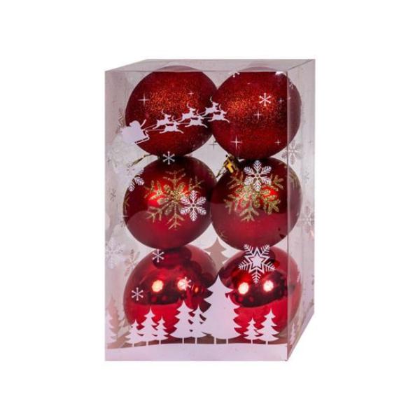 Boule de Noël Rouge (Boite 6) Décoration Noel prix tunisie
