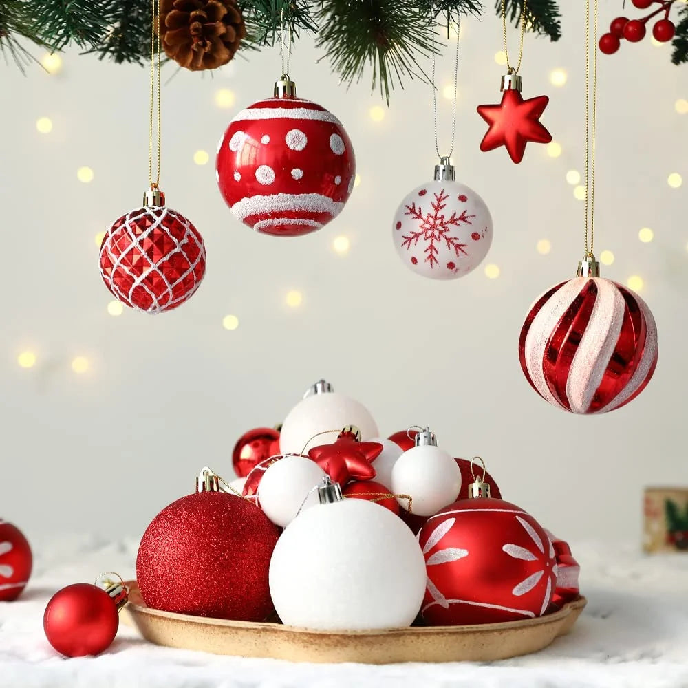 Boules de Noël Blanc et Rouge, 12 Pièces Décoration Noel prix tunisie
