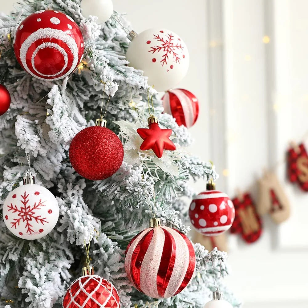 Boules de Noël Blanc et Rouge, 12 Pièces Décoration Noel prix tunisie