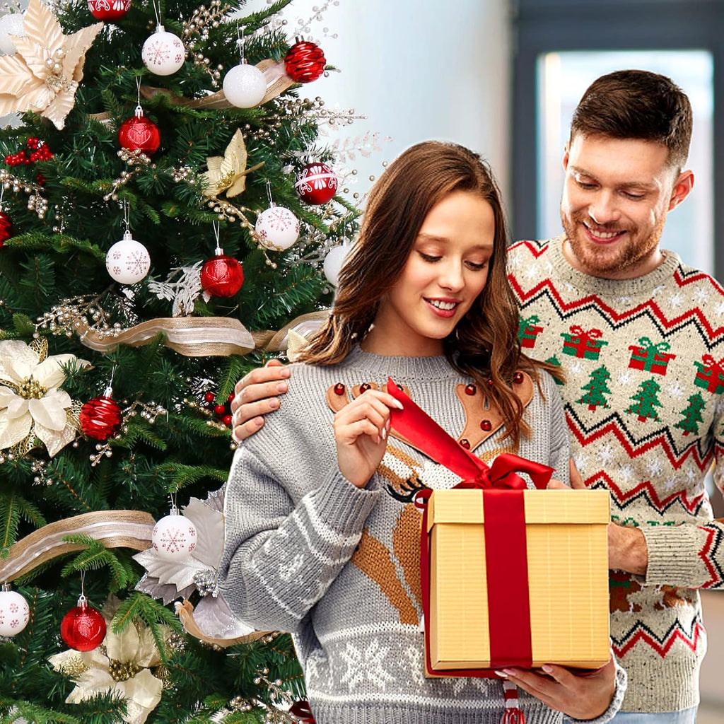Boules de Noël Blanc et Rouge, 12 Pièces Décoration Noel prix tunisie