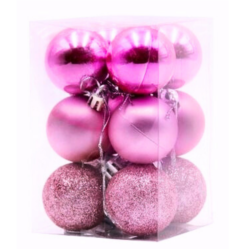 Boules de Noël Rose (Boite 12) Décoration Noel prix tunisie