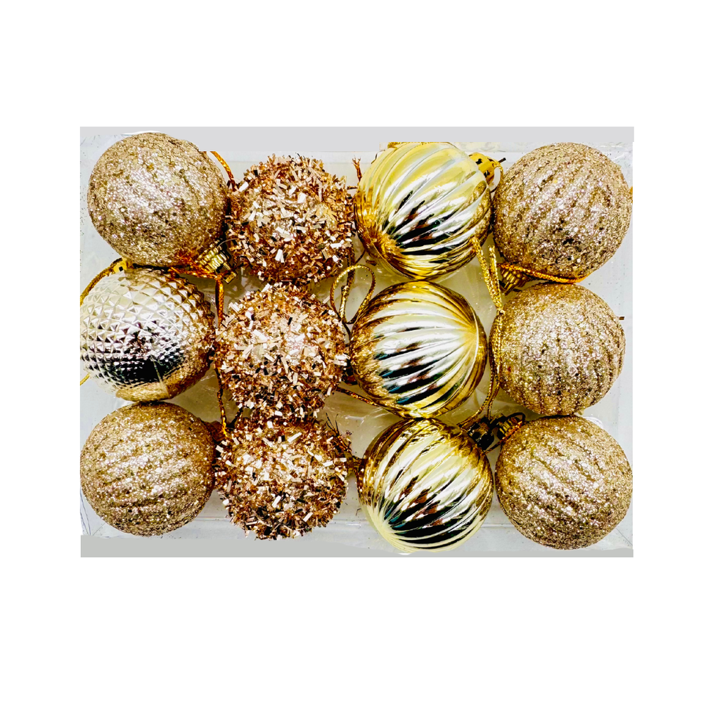 Lot de 12 mini boules de Noël à paillettes Gold Décoration Noel prix tunisie