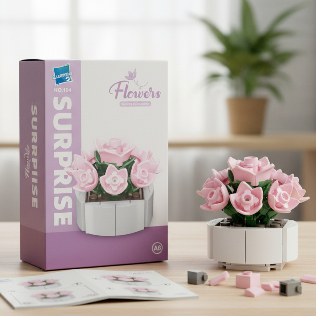 Puzzle en briques Décoratif - Pot de Fleur🎍 Pink jeux prix tunisie