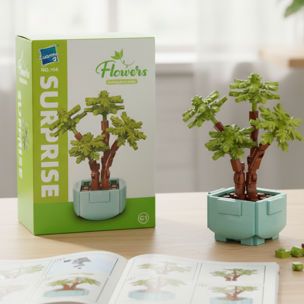 Puzzle en briques Décoratif - Pot de Fleur🎍 jeux prix tunisie