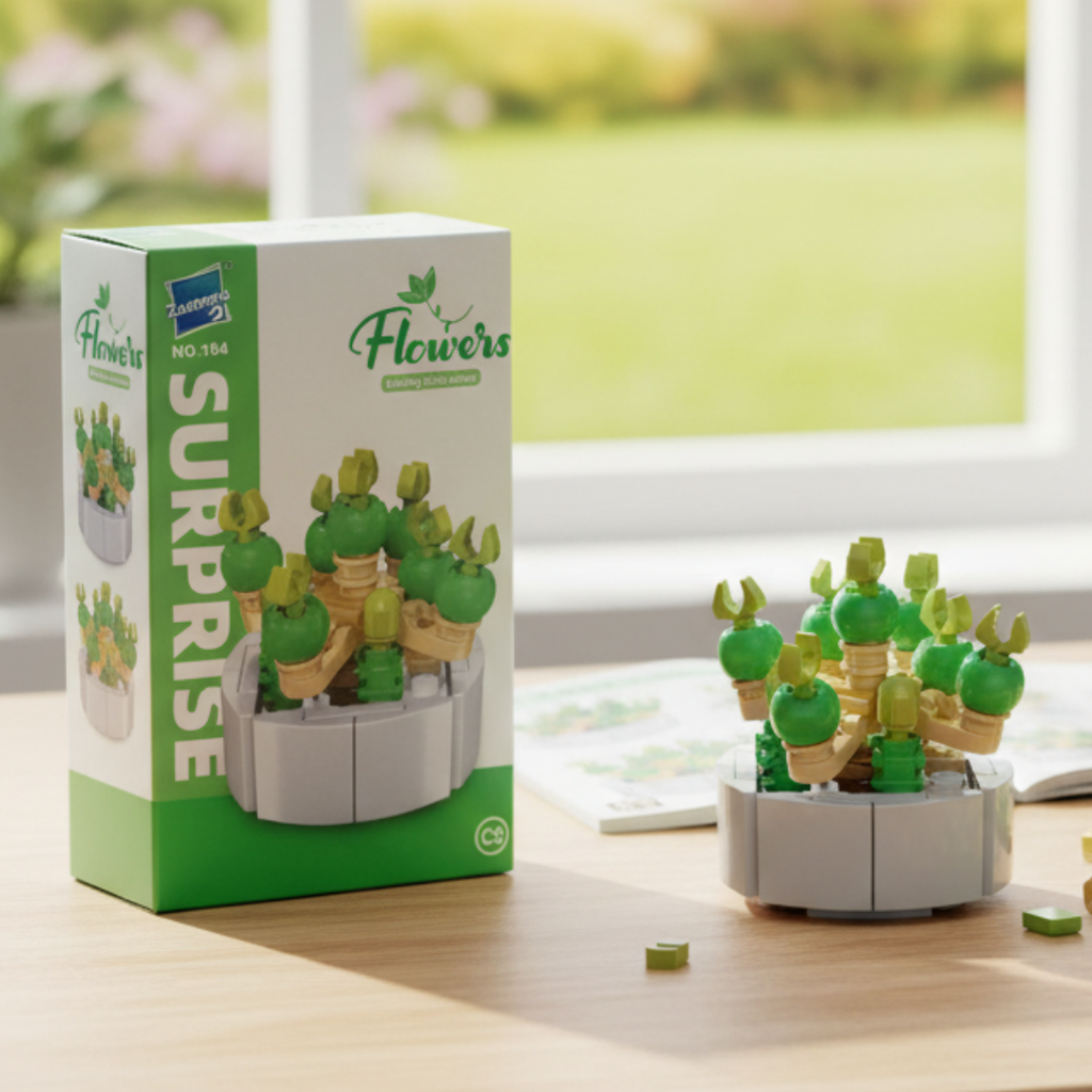 Puzzle en briques Décoratif - Pot de Fleur🎍 Vert jeux prix tunisie