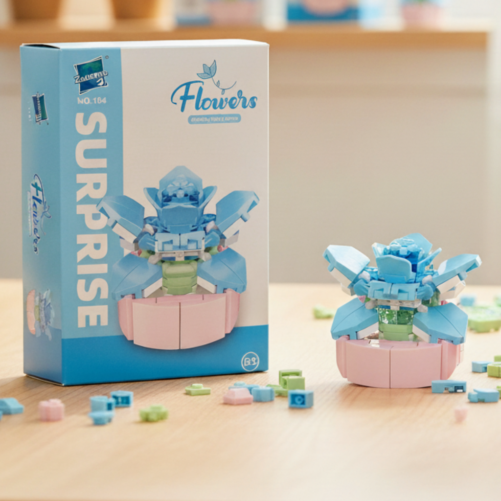 Puzzle en briques Décoratif - Pot de Fleur🎍 Bleu jeux prix tunisie