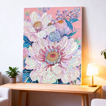 Grande Fleur Rose sur Fond Rose