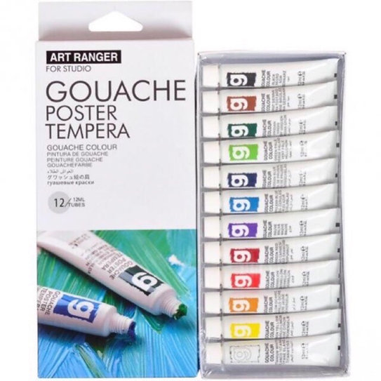 12 Tubes Gouache Basic 12ml ART RANGERS beaux-arts prix tunisie