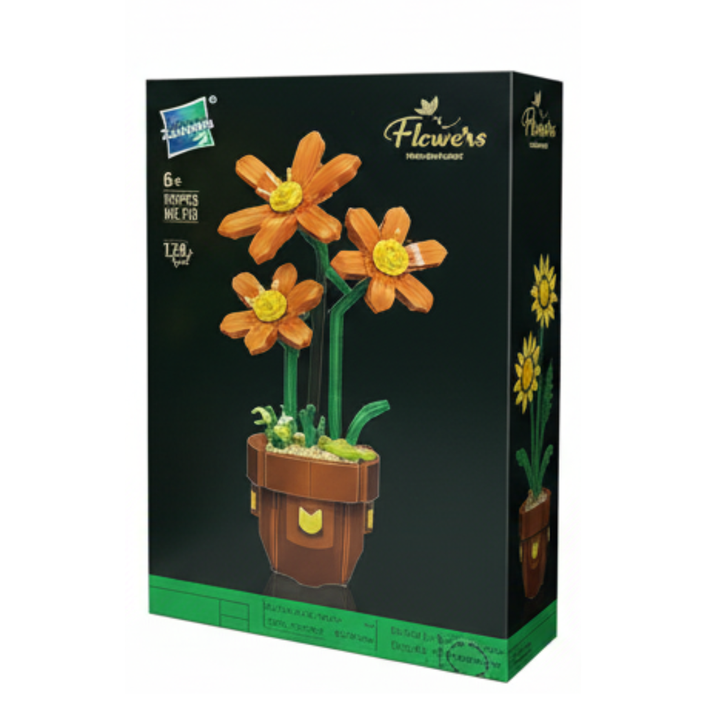 Puzzle en briques Décoratif 🎍 Fleur Orange🏵️ jeux prix tunisie