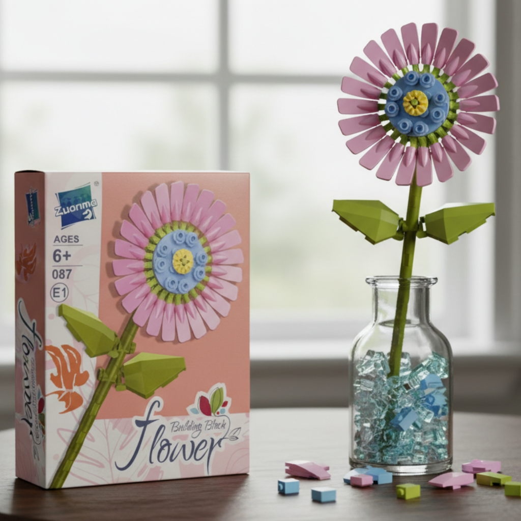 Puzzle en briques Décoratif 🎍 🌾 Fleur Rose Pastel jeux prix tunisie