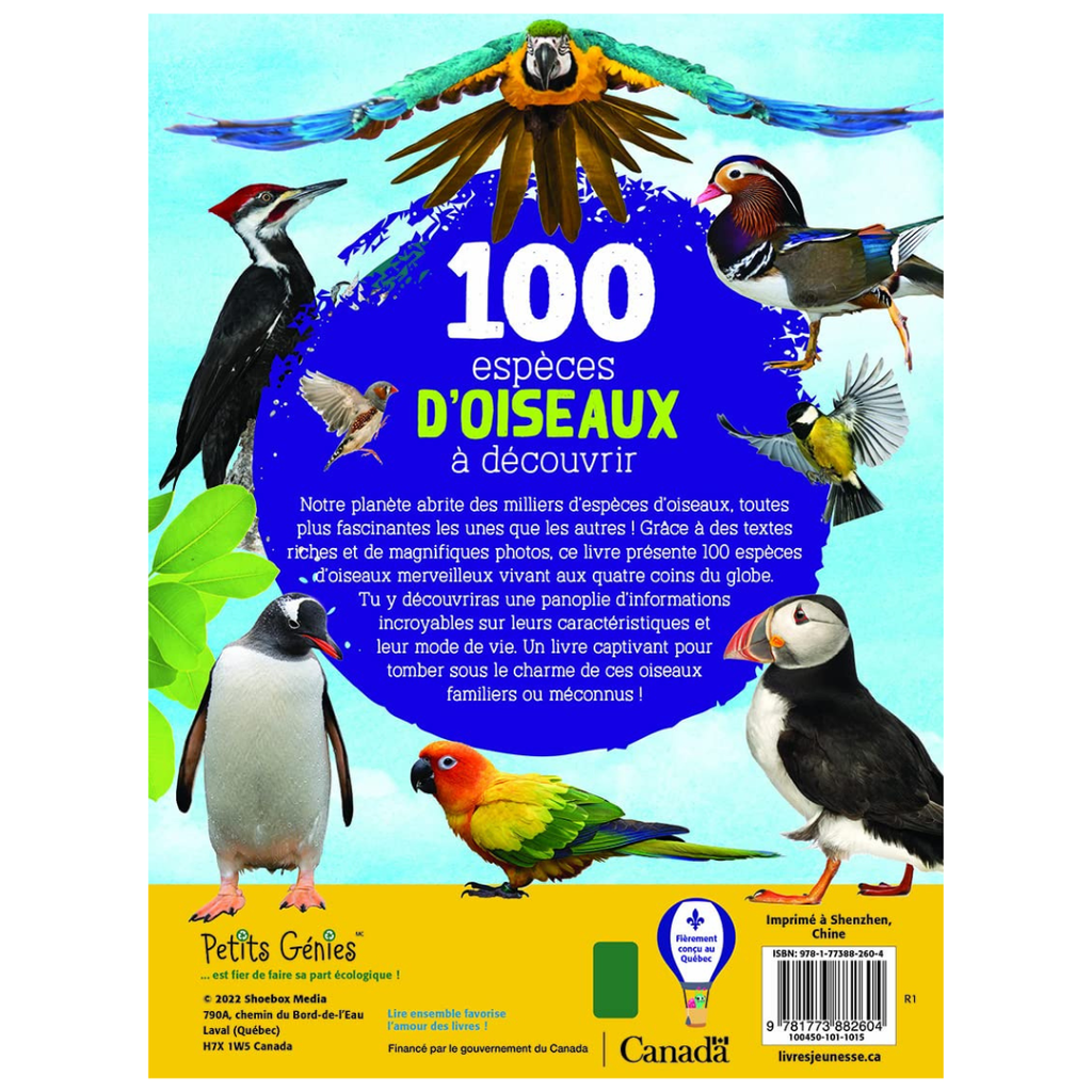 100 espèces d'oiseaux à découvrir encyclopedie Oneaday prix tunisie